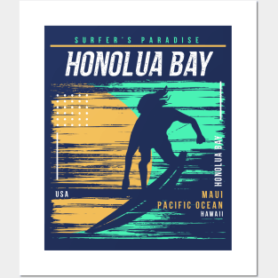 Retro Surfing Honolua Bay Maui Hawaii // Vintage Surfer Beach // Surfer's Paradise Posters and Art